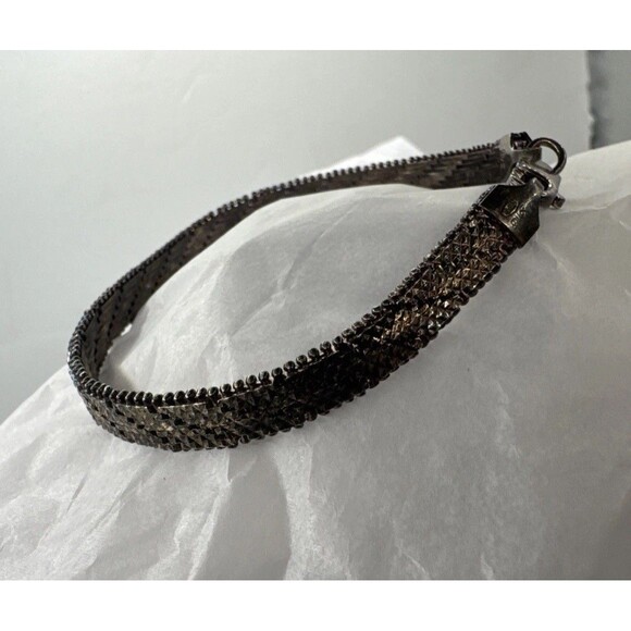 Vintage Sterling Bronze Woven Link Bracelet Made in Italy 1.4mm Unisex 14.10g - Picture 6 of 10